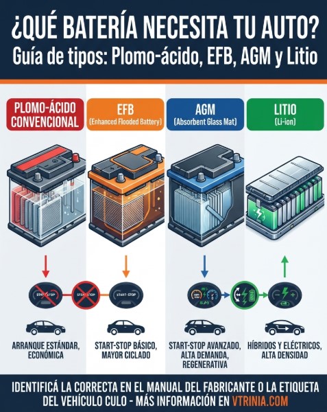 Tipos de baterías de auto